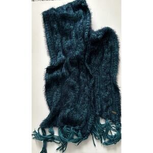 Nicole Miller Knit Scarf Soft Fuzzy Blue/Green 60x10